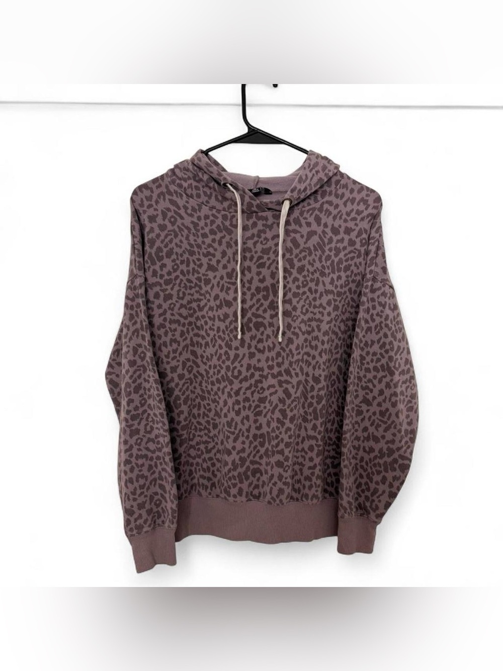 Mauve Leopard Print Hoodie with Drawstring